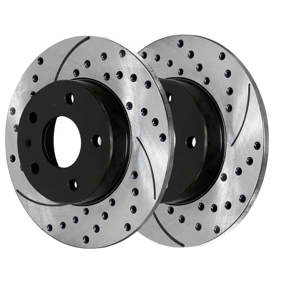 Beetle Ceramic Pads Slotted Golf 2007 2002 Rotors Brake 2006 2003 1.9L 2008 Drilled Front 2004 Black 2010 Kit 2000 City 2009 Golf Replacement and 2.0L FWD for 2005 AutoShack Volkswagen Rear and
