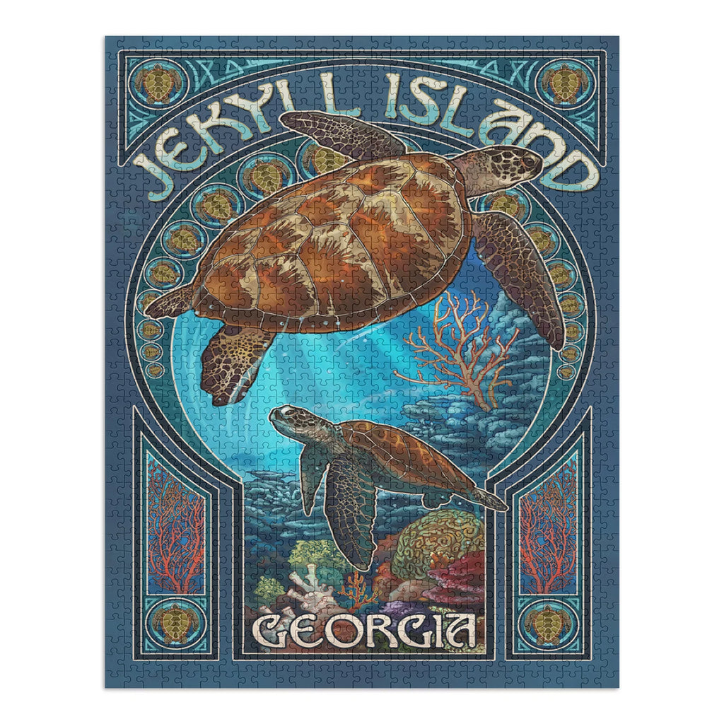 USA) Sea in dimension Puzzle Piece and Art Puzzle, Georgia, (1000 Made Island, Jigsaw Nouveau Family, 19x27, Turtle Jekyll Challenging for Adults