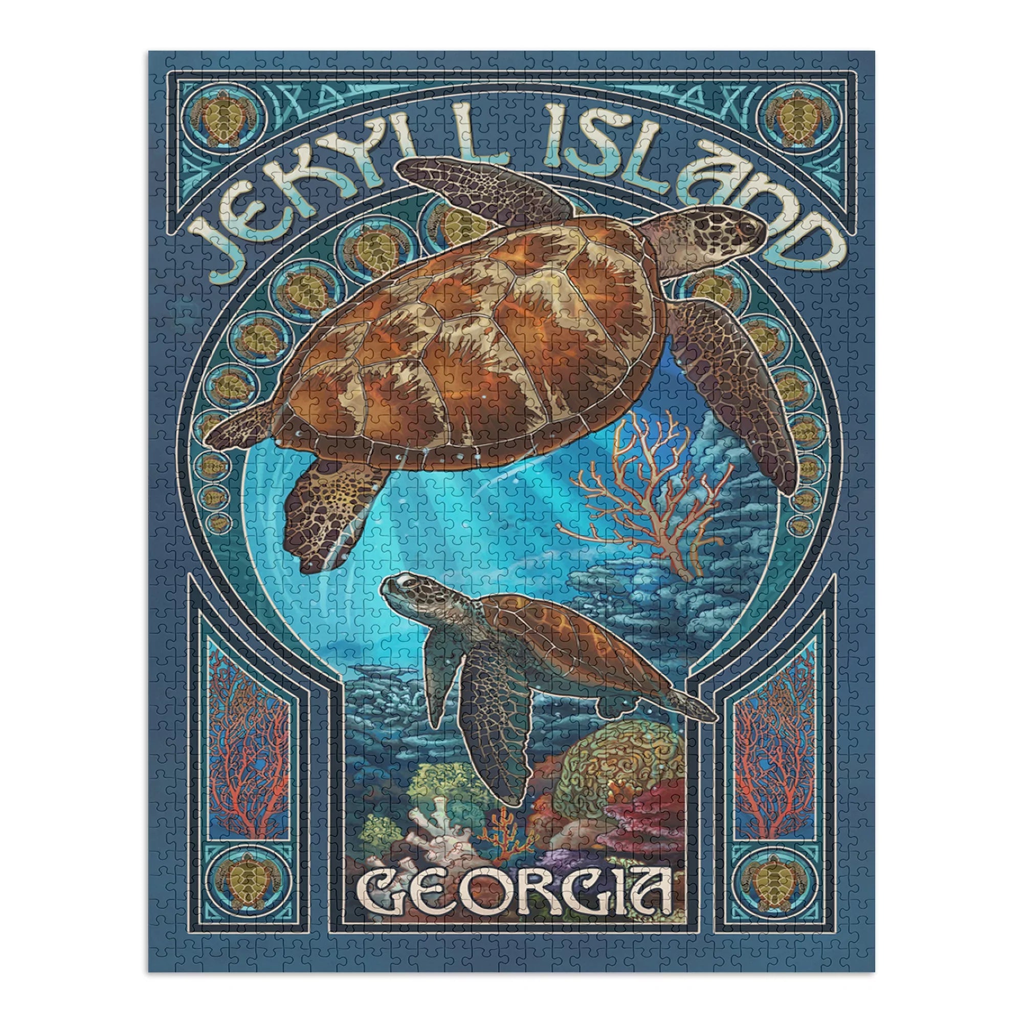 USA) Sea in dimension Puzzle Piece and Art Puzzle, Georgia, (1000 Made Island, Jigsaw Nouveau Family, 19x27, Turtle Jekyll Challenging for Adults
