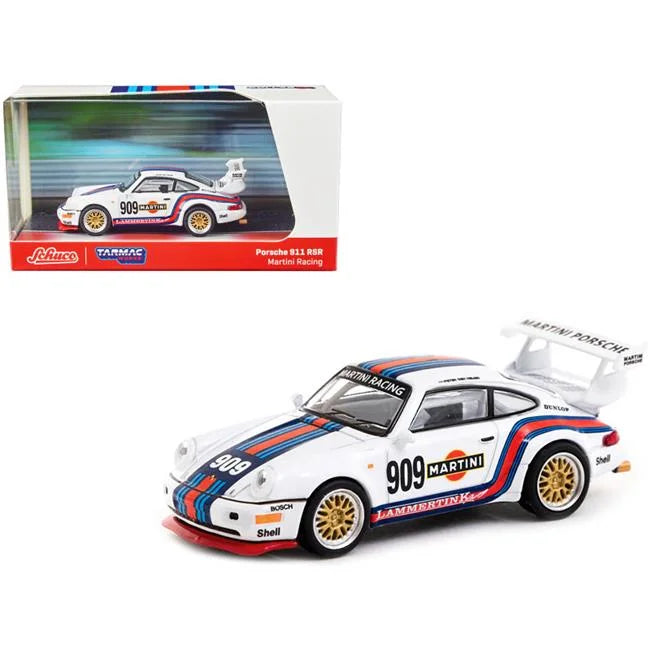 White RSR Series Martini Collab64 Racing 911 Stripes with Model Scale No.909 Car Porsche Diecast 1-64