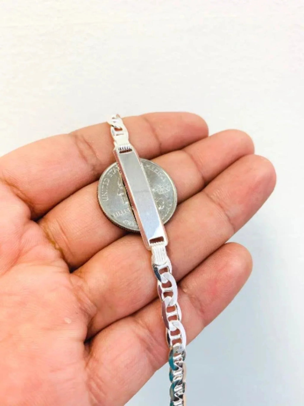 Link Bracelet / / 925 in Bracelet Pulsera Sterling Mariner Mens for para for Mariner Bracelet 9.7g Silver 8" ID Mens Silver Silver ID / 5.4mm hombre