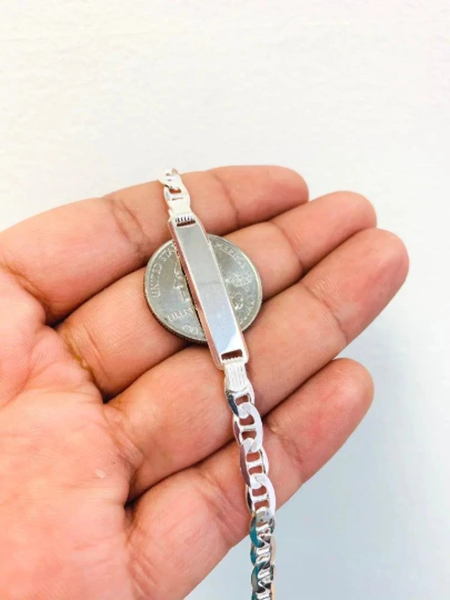 Link Bracelet / / 925 in Bracelet Pulsera Sterling Mariner Mens for para for Mariner Bracelet 9.7g Silver 8" ID Mens Silver Silver ID / 5.4mm hombre