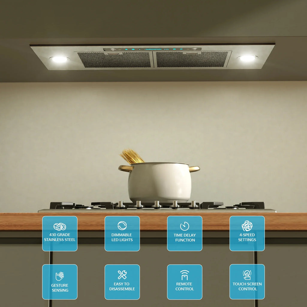 Speed (36 Sensing&Touch Ductless Kitchen Inch) (Kit Gesture Control CFM with Vent Convertible Panel, 36 900 Steel Insert HisoHu Included), 4 Range Inch, Hoods Stainless Ducted