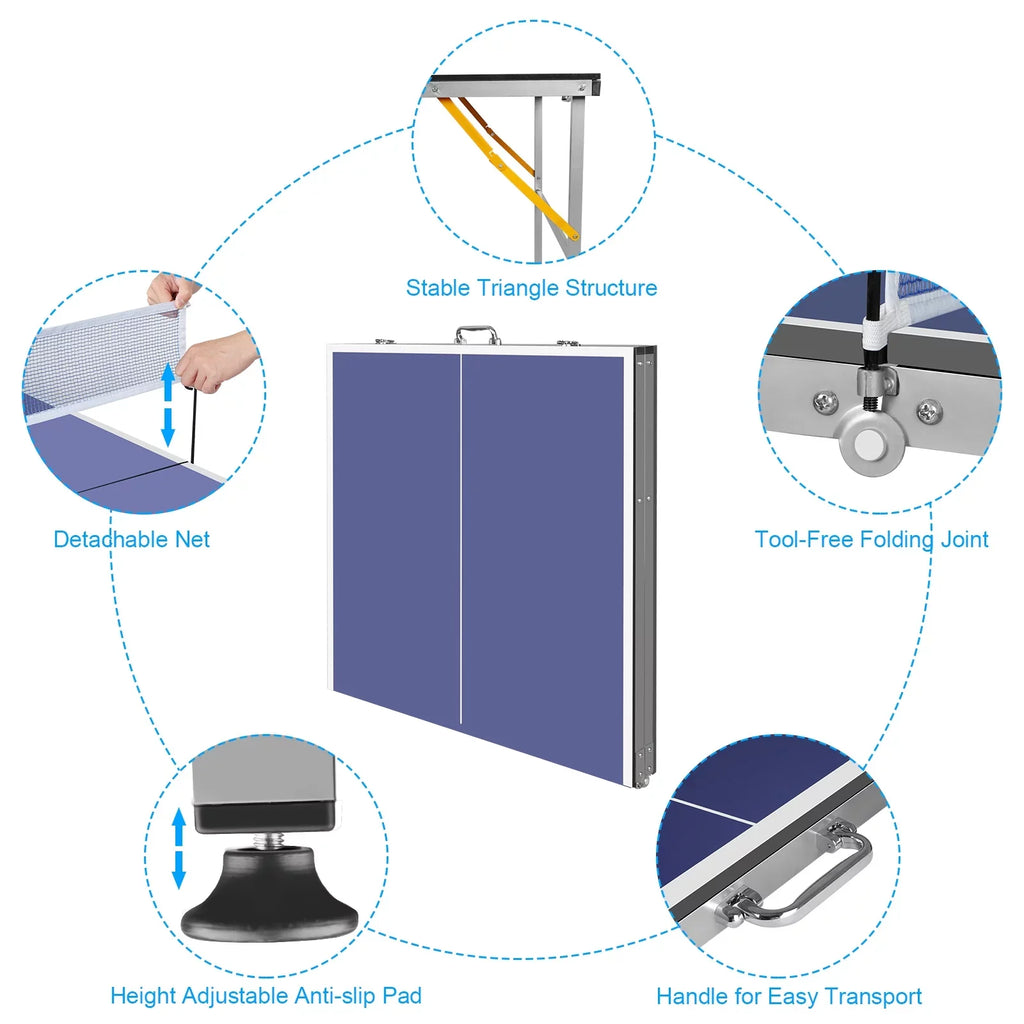and with Tennis Ping Table exterior Pong Game Table Paddles Net, Balls, Table Indoor Foldable Pong Folding Midsize Set, 6ft 2 100% Table Set Pre-Assembled Ping for