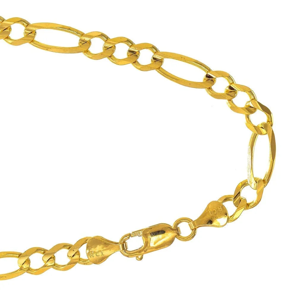 Figaro Claw Lobster Chain Gold mm 10k Clasp- 7.95 Bracelet Solid 12.7gr. Inches, Yellow 8.5