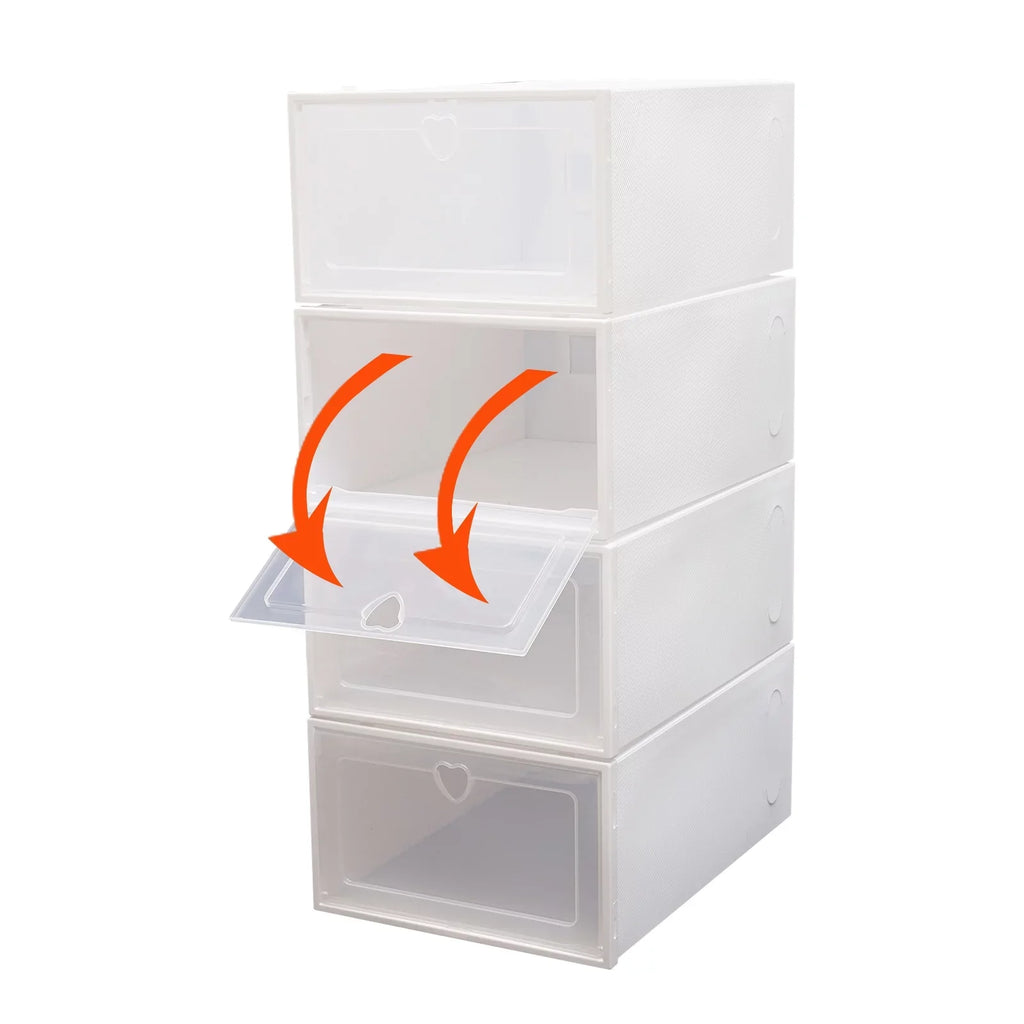 Boxes Storage Flip Plastic Organizer Shoe 20Pcs Case Drawer Clear Box Clamshell Stackable Container Shoe Foldable Loyalheartdy