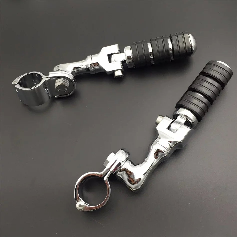 Vulcan 1.5" Footrest 1200/Triumph Foot Regular 3 Pegs Sportster /Kawasaki For VN2000 VN1500 Chrome Clamps Harley Short with 1-1/2" VN900 VN400 HTT-MOTOR Rocket Angled 883 XL