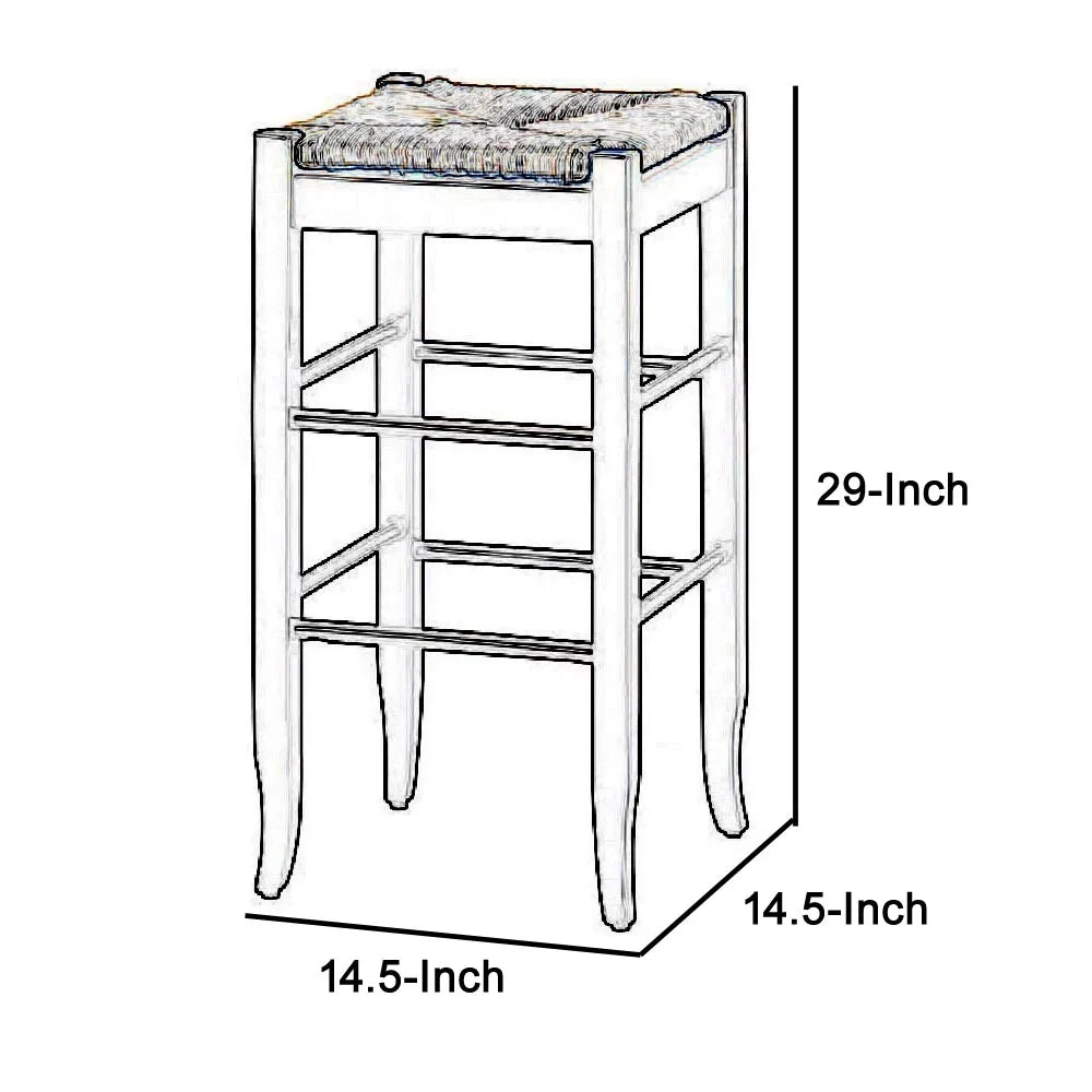 Woven Black- with and Frame Beige Rush Legs, Barstool Sherpi Wooden Saber Saltoro