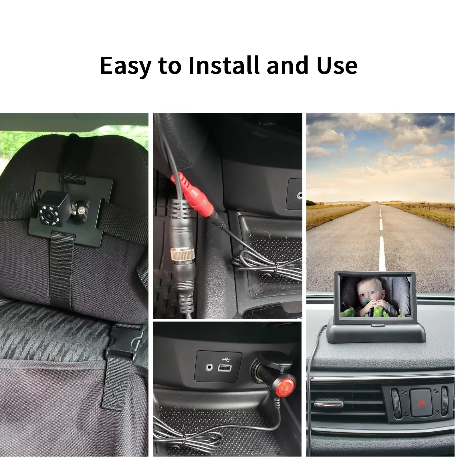Baby Facing with Rear Radirus Night Infrared View Camera, Seat Vision, Crystal Ideal Clear Monitor Car for