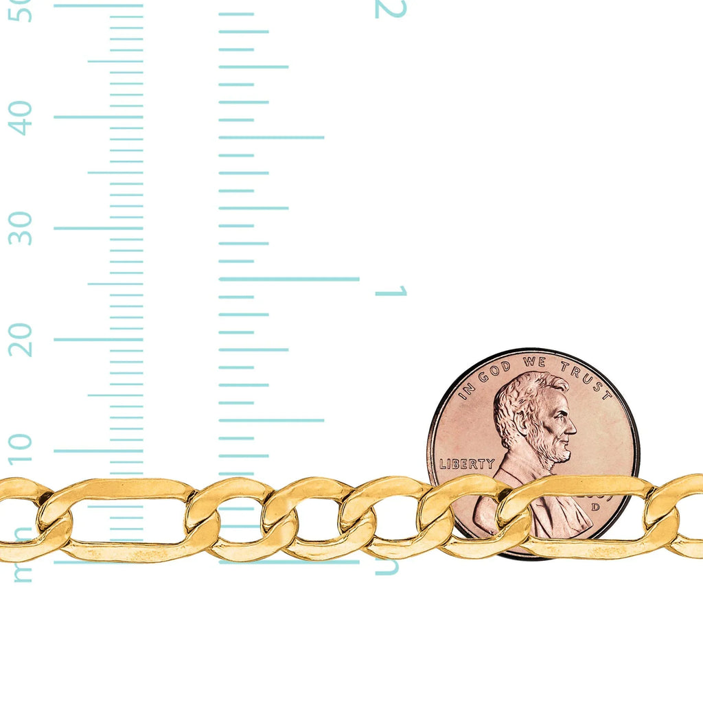 Figaro Claw Lobster Chain Gold mm 10k Clasp- 7.95 Bracelet Solid 12.7gr. Inches, Yellow 8.5
