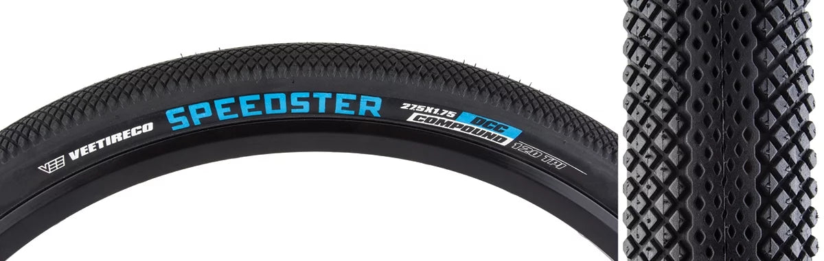 Rubber Vee & Black/Blk Tire Reflective EBike 50 27.5x1.75 Tubeless TPI Speedster