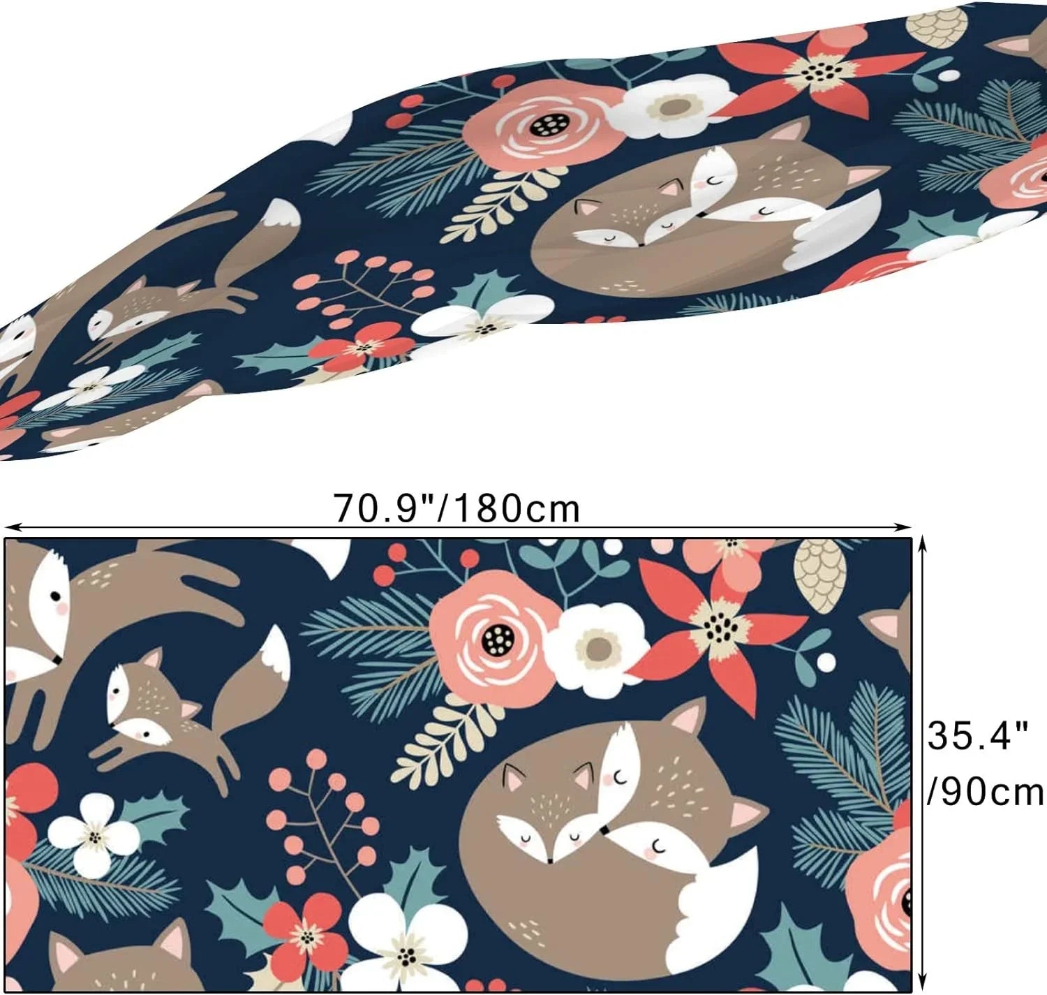 Girls Cute Dark Neck Foxes Scarves Flowers Blue Long Wrap Women for Scarf on Hyjoy Lightweight Shawl and Silk