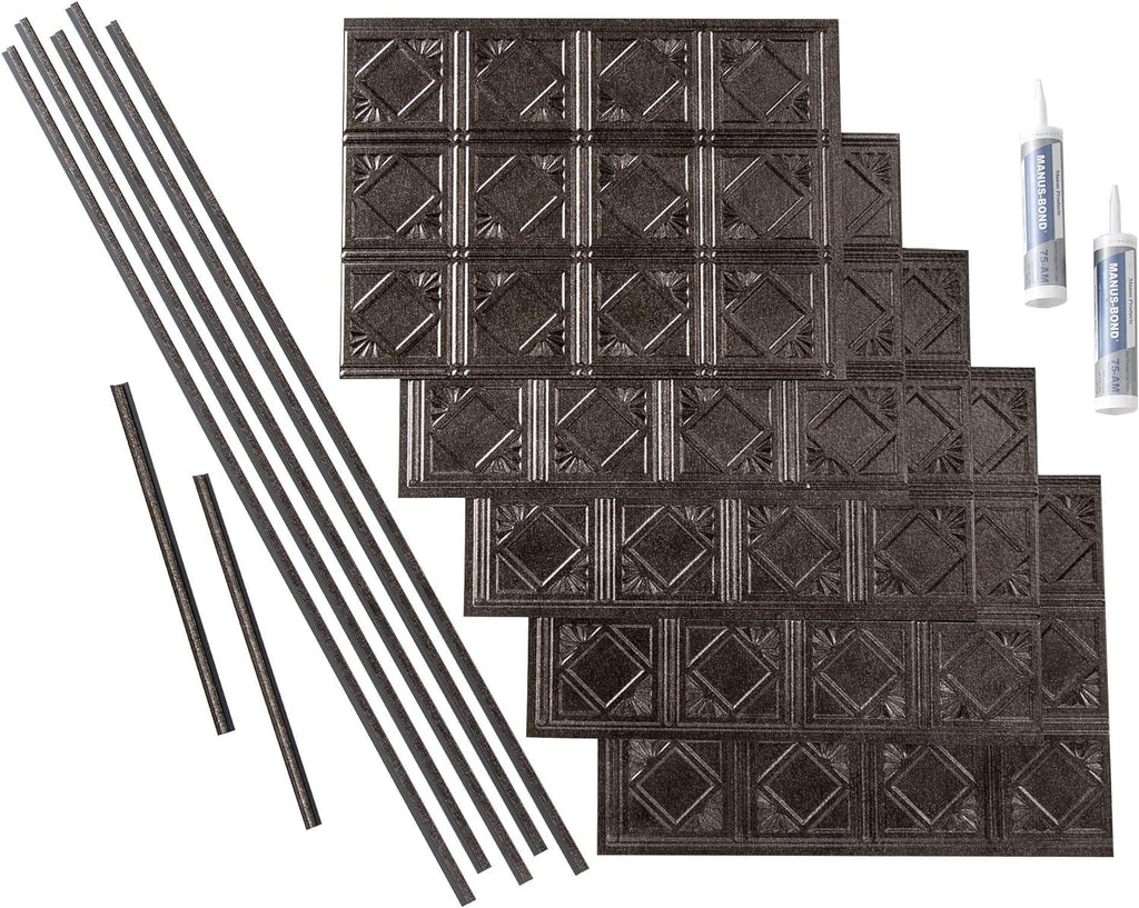 Sq Kit Backsplash Ft Decorative 4 Pewter In design/Pattern Traditional Vinyl 15 Smoked