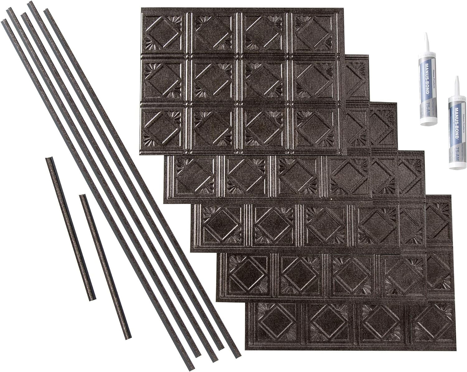 Sq Kit Backsplash Ft Decorative 4 Pewter In design/Pattern Traditional Vinyl 15 Smoked