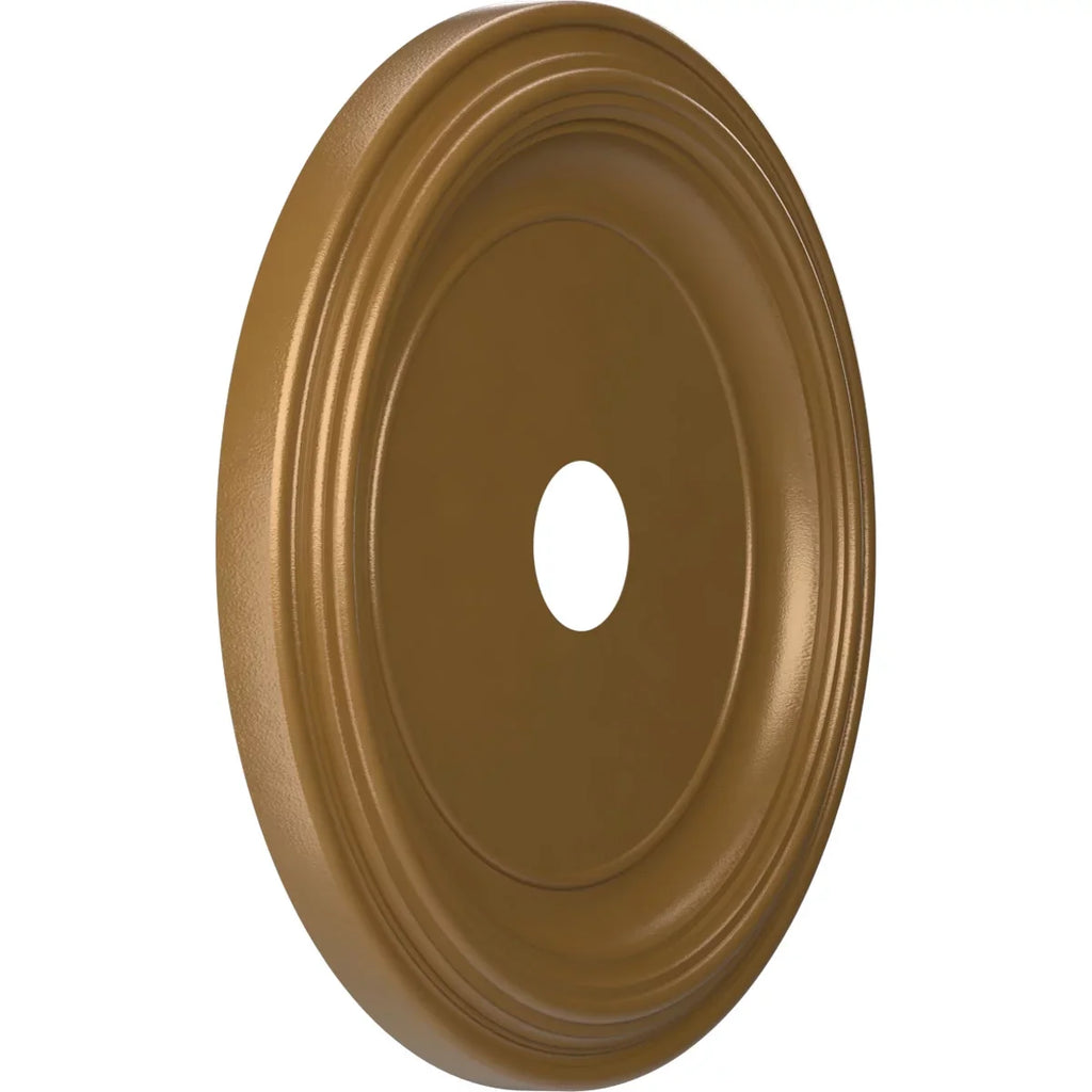 PVC Ceiling Traditional 1/2"ID to Thermoformed 1 Medallion x Rush Metallic 13 3 Gold 1/2"P Millwork (Fits Ekena 1/2"), Canopies 22"OD x up