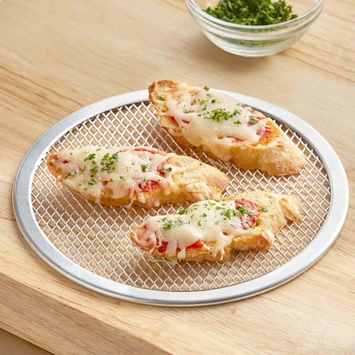 Aluminum Baking Set Round Tray Kitchen & Pizza Pan 2 Rim- of Screen 8” Home Restaurants Round TrueCraftware- Seamless Pizza Pizza Screen Baking Tray for Bakeware Pizzeria