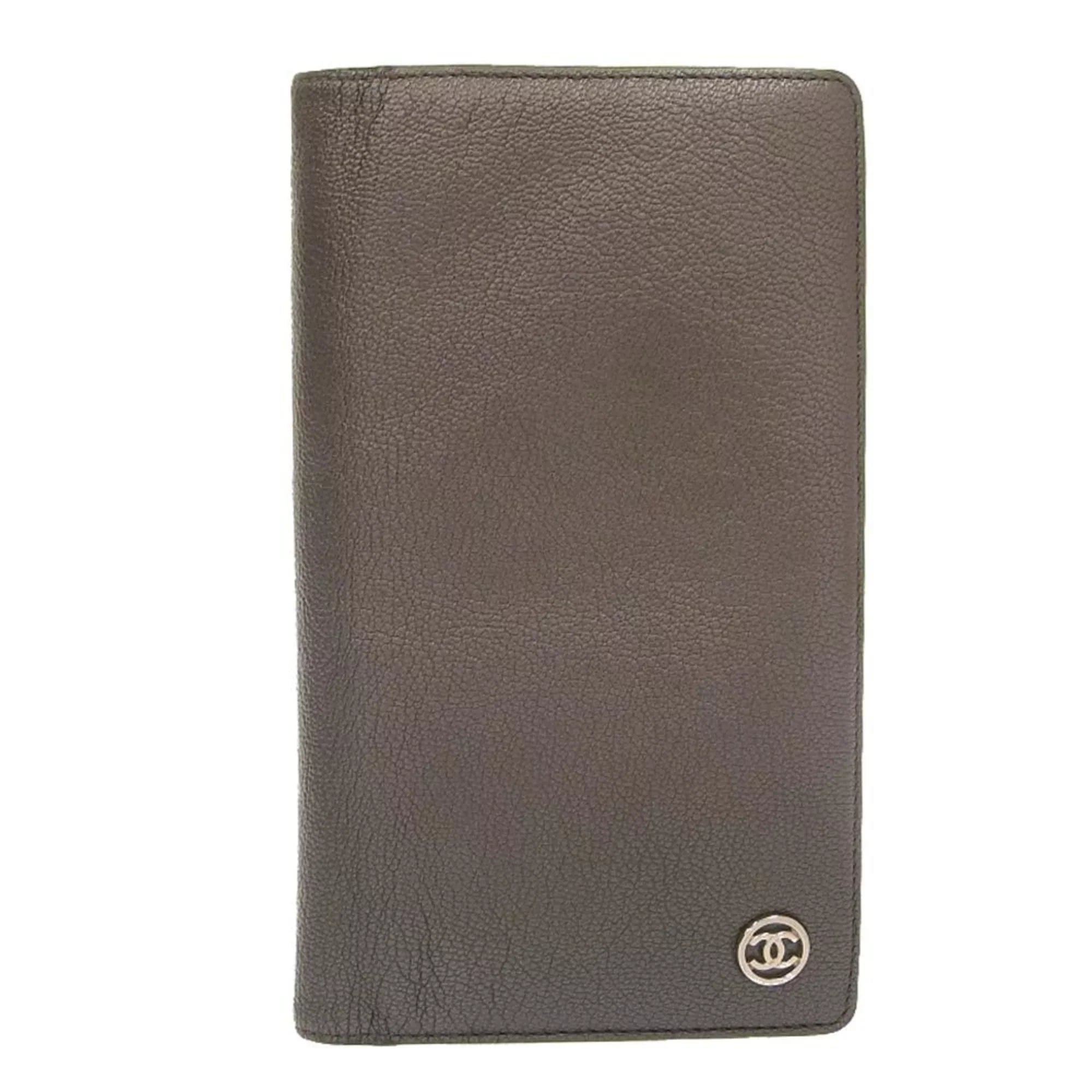 mark Pre-Owned with No. metallic here (Fair) wallet 11 long gray bi-fold lambskin seal