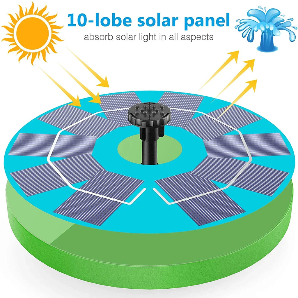 Aerator Fountain AISITIN Bird 3W Solar 1200mAh Bath, for Decoration Solar or Solar Pump Pump (Green) liquid Fountain Tank, 6 Battery, Fish Nozzles, Built-in with Garden Pond Floating Pump,