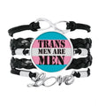 Twisted LGBT Love Accessory Knitting Bracelet Rope Trans Transgender Support Leather Man Wristband