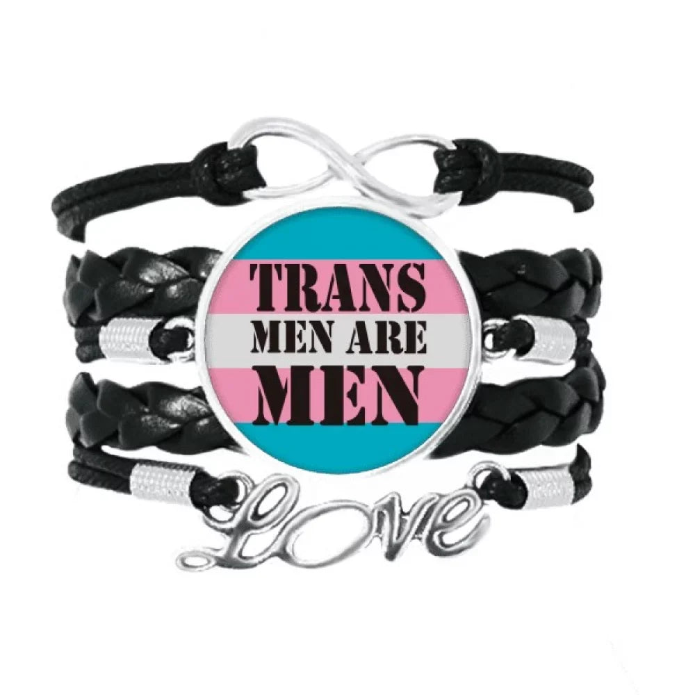 Twisted LGBT Love Accessory Knitting Bracelet Rope Trans Transgender Support Leather Man Wristband