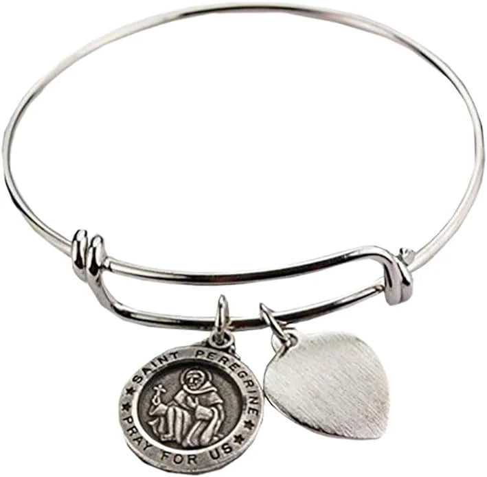 Peregrine Diameter Bracelet 3/4" Cancer Medal Adult Saint Pewter 2 Patron St