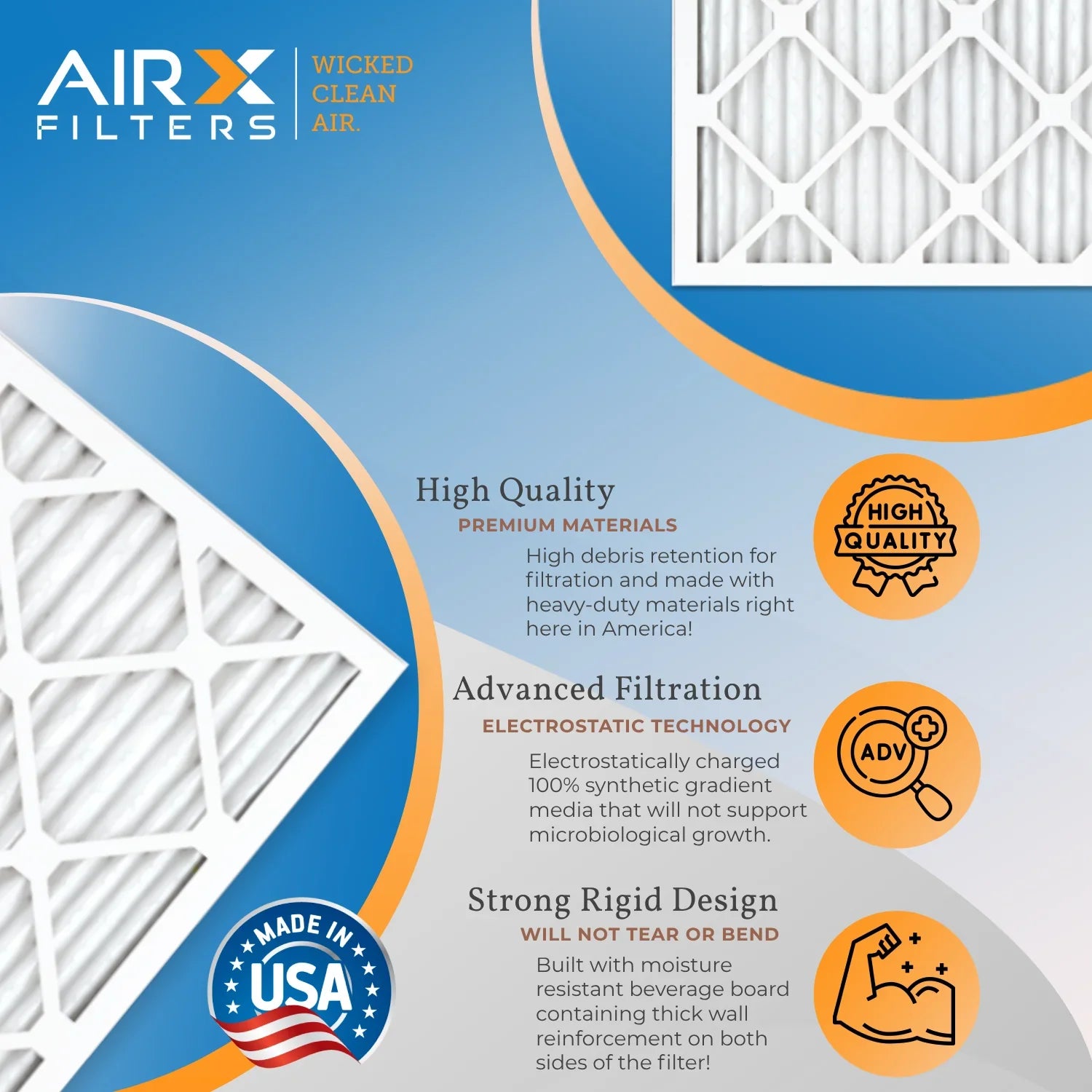 Filter 16x22x1 1000, AIRX MERV 16x22x1 Made CLEAN to Air AIR. 7 Conditioner Comparable Pack Air Filter MPR FPR Furnace USA Electrostatic WICKED Filters MPR HVAC Premium 11 6 FILTERS & 1200 by Pleated