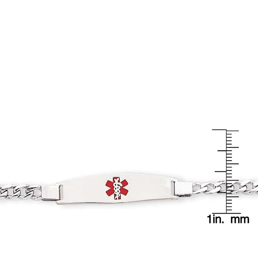 ID Silver Bracelet Rhodium-plated Link Medical Primal Silver Sterling Curb