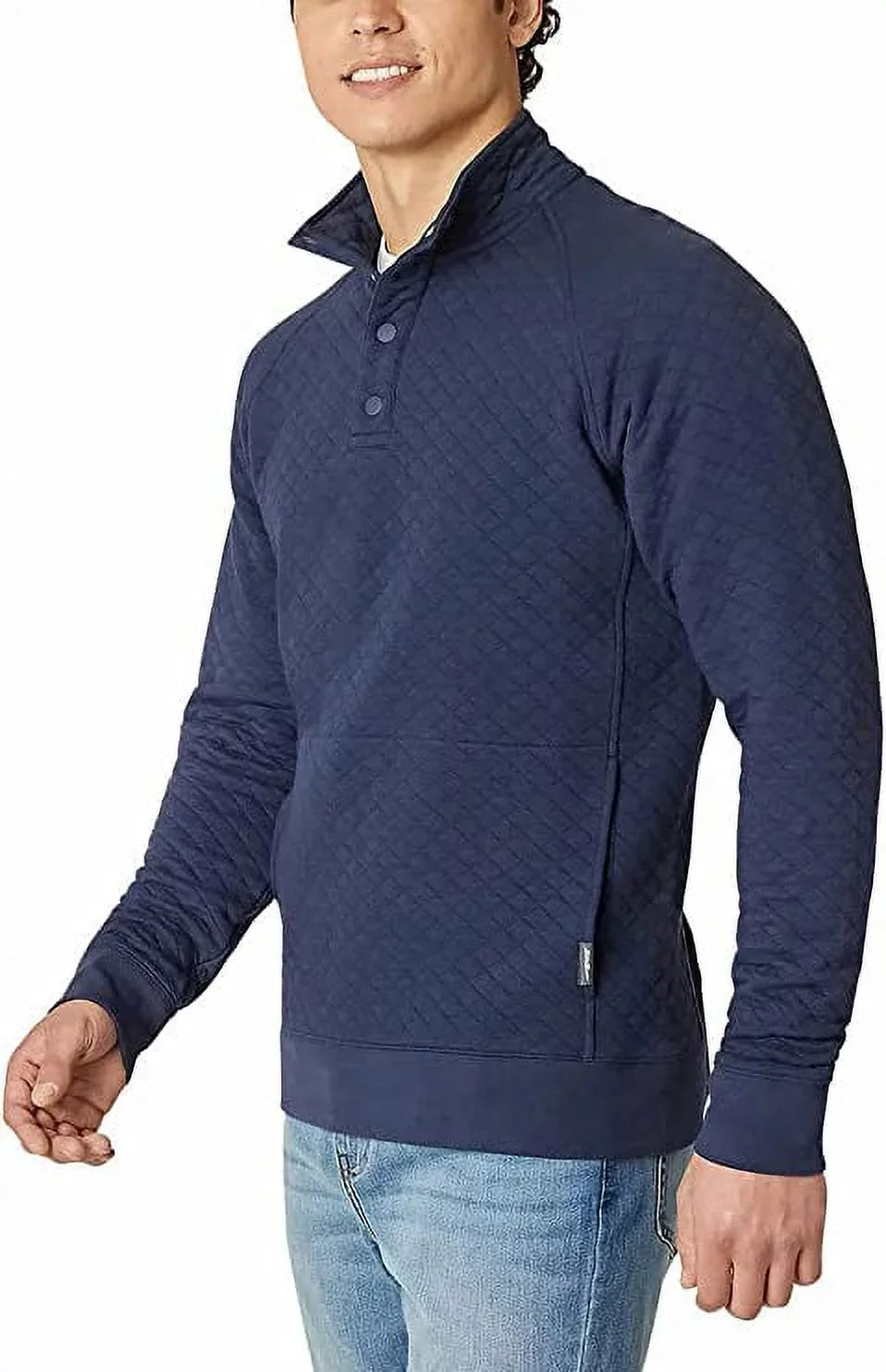 (Blue, Mock Snap Eddie Mens Medium) Quarter Midweight Quilted Bauer Pullover
