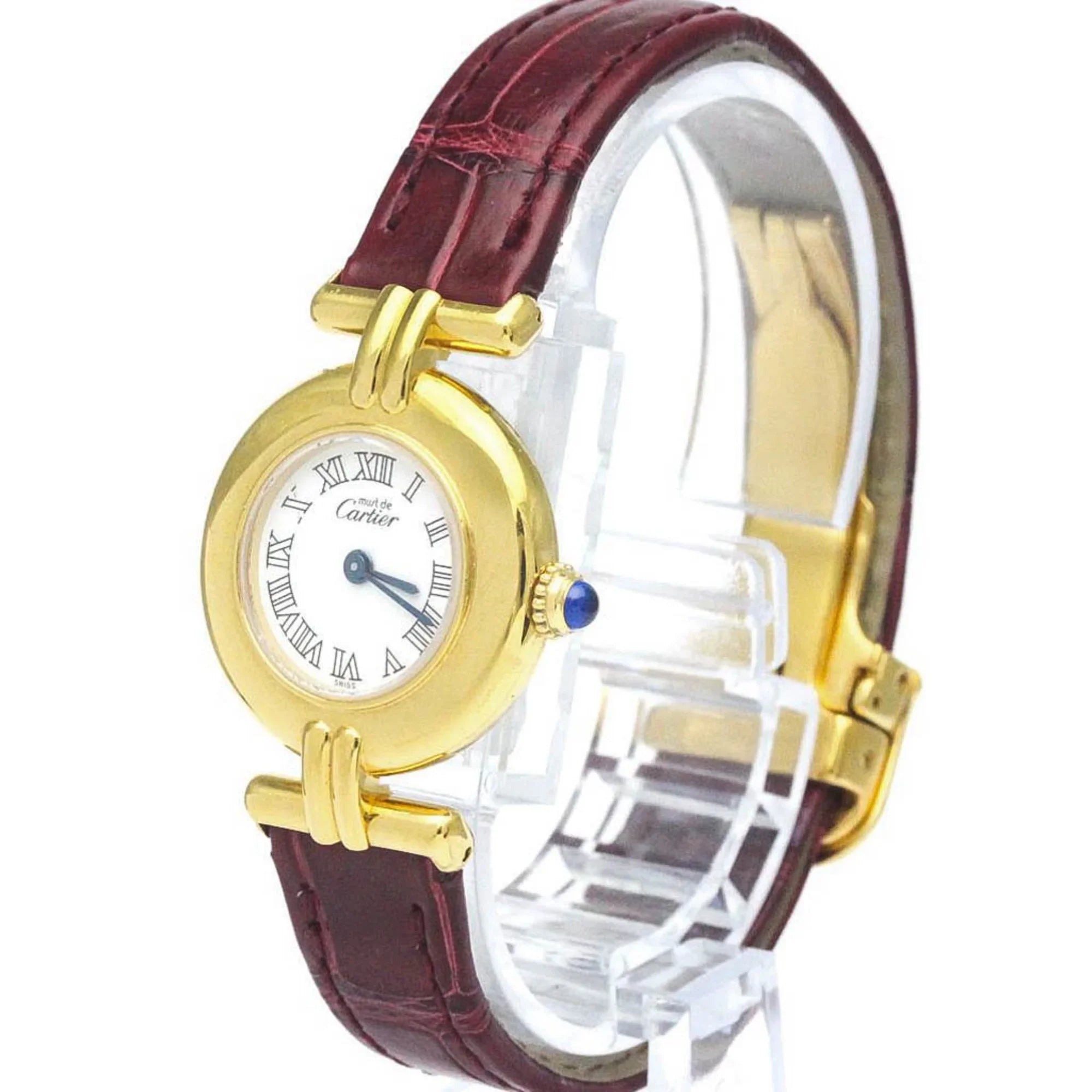 (Good) BF568960 Colisee Must Plated Pre-Owned Watch CARTIER Ladies Leather Quartz Gold
