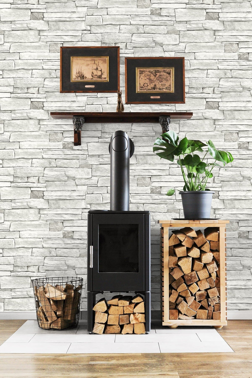 L Stone 20.5 x W ft. NextWall in. - 18 Peel Wallpaper Stick and Stacked