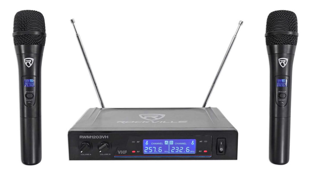 Mics Home System Wireless Sub+(2) Theater/Karaoke w/5.25" VHF Rockville Machine