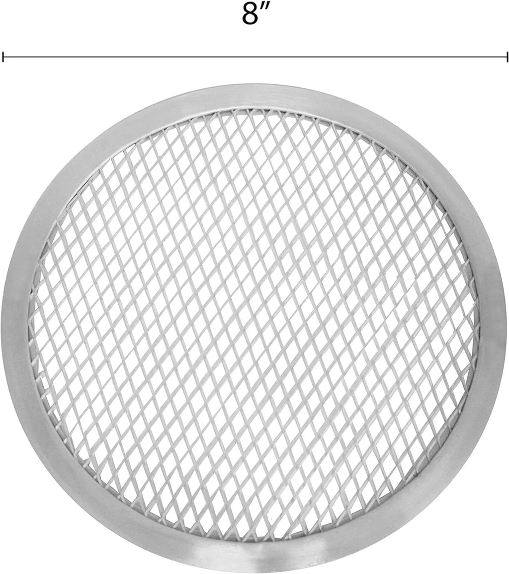 Aluminum Baking Set Round Tray Kitchen & Pizza Pan 2 Rim- of Screen 8” Home Restaurants Round TrueCraftware- Seamless Pizza Pizza Screen Baking Tray for Bakeware Pizzeria