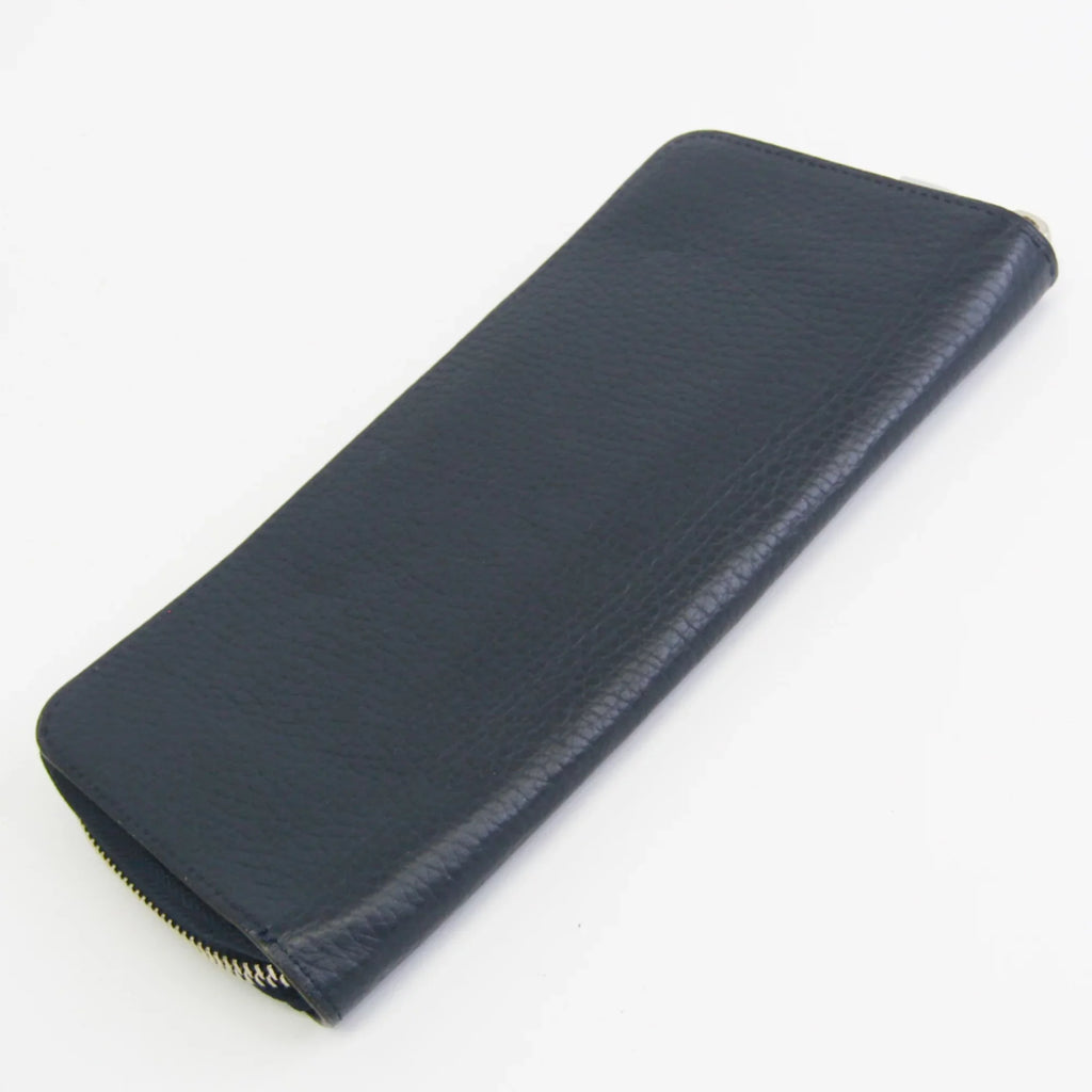 Leather Wallet Zippy Taurillon (Good) Wallet Unisex Long M58823 Navy (bi-fold) Taurillon Vertical Pre-Owned