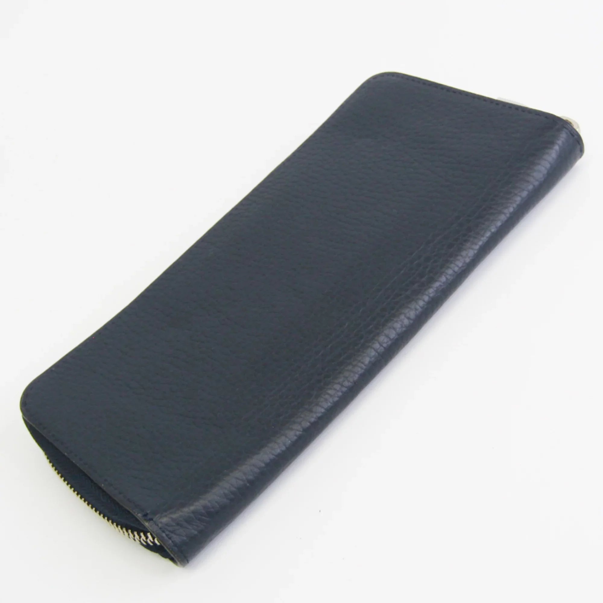 Leather Wallet Zippy Taurillon (Good) Wallet Unisex Long M58823 Navy (bi-fold) Taurillon Vertical Pre-Owned