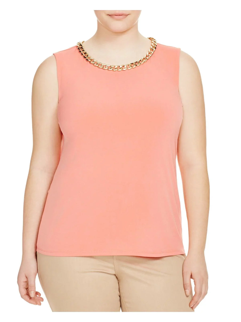Womens KLEIN Plus Sleeveless CALVIN Tank Top 2X Pink Round Neck