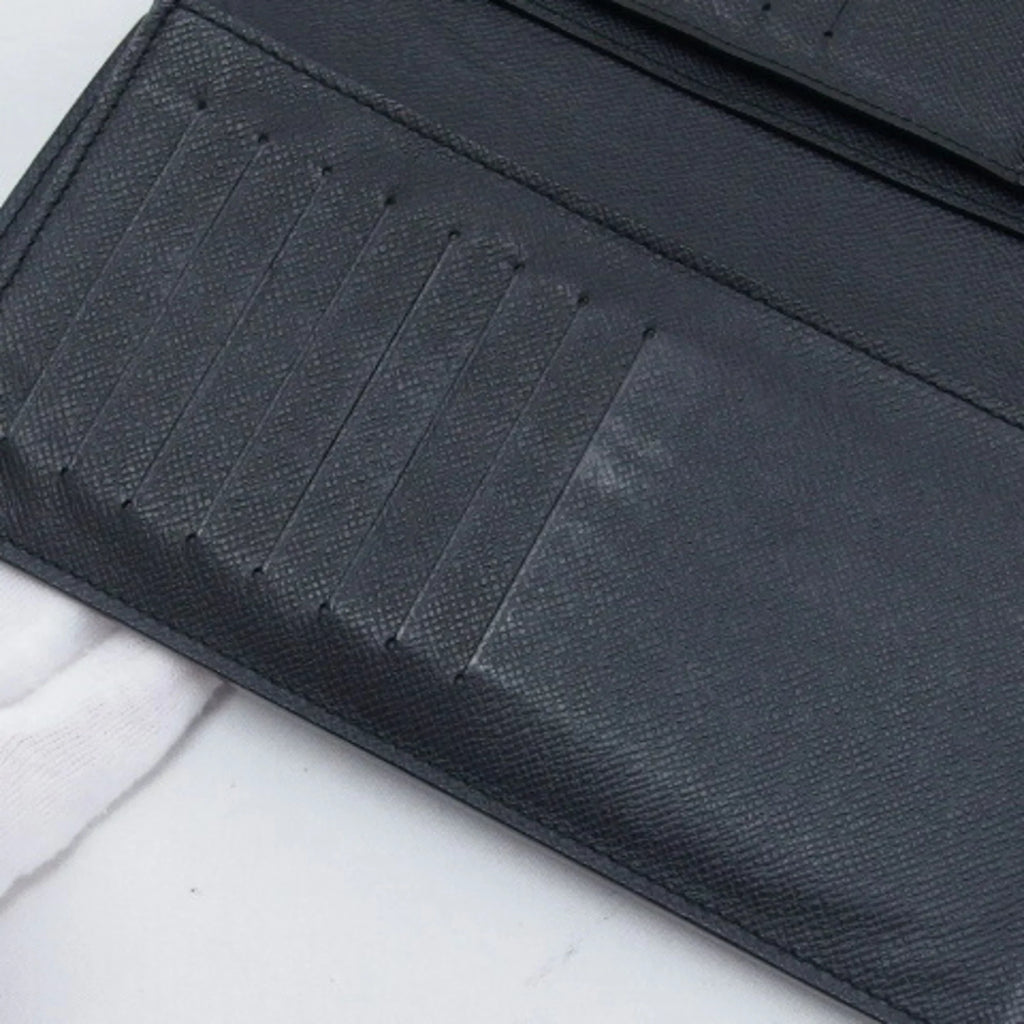 (Good) Long Wallet Black Pre-Owned Bifold Taiga Billfold