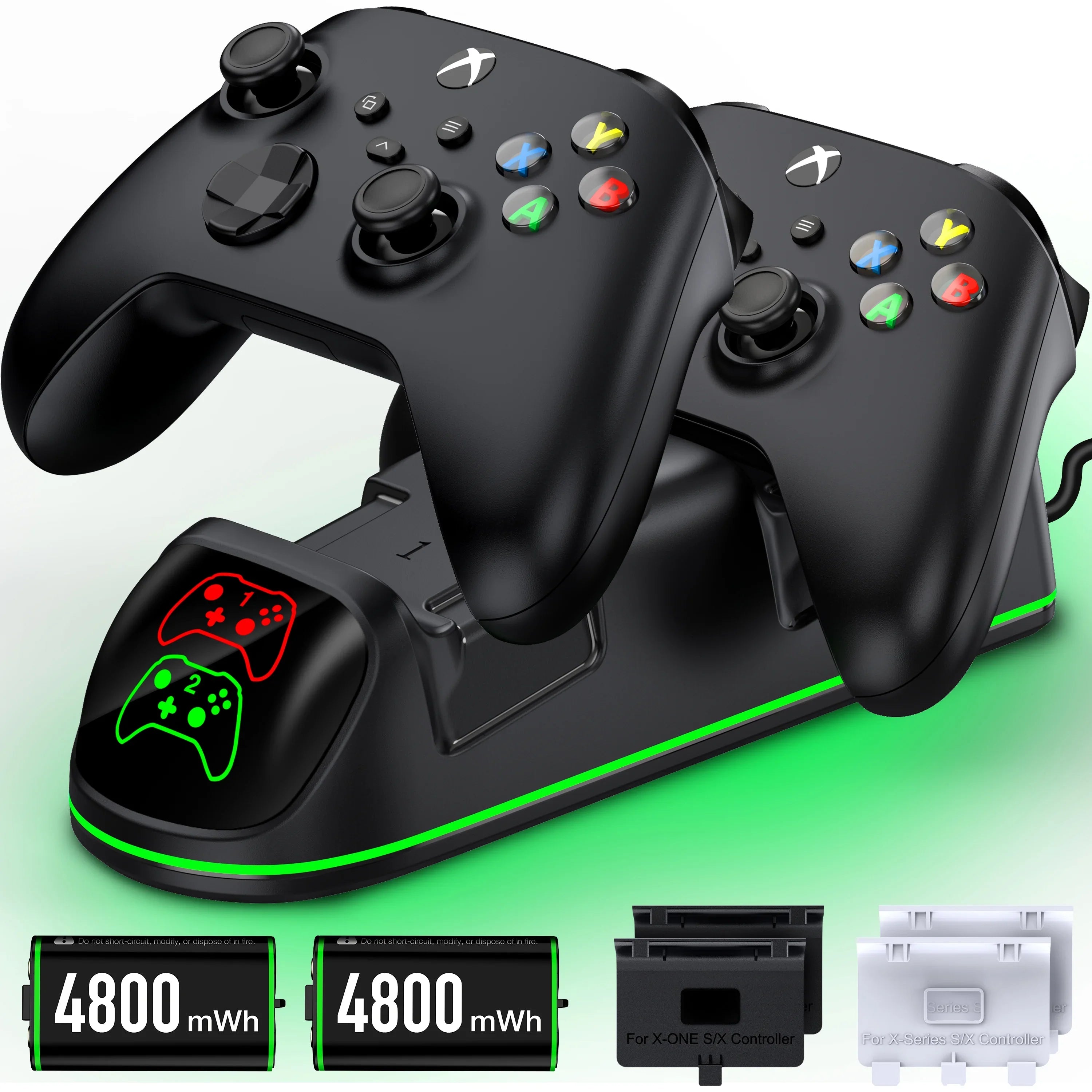 Charger DinoFire Charging with Xbox Rechargeable X|S/Xbox for Battery Packs, Station Xbox Series one/Elite Xbox Series Controller Controller 2x4800mWh X