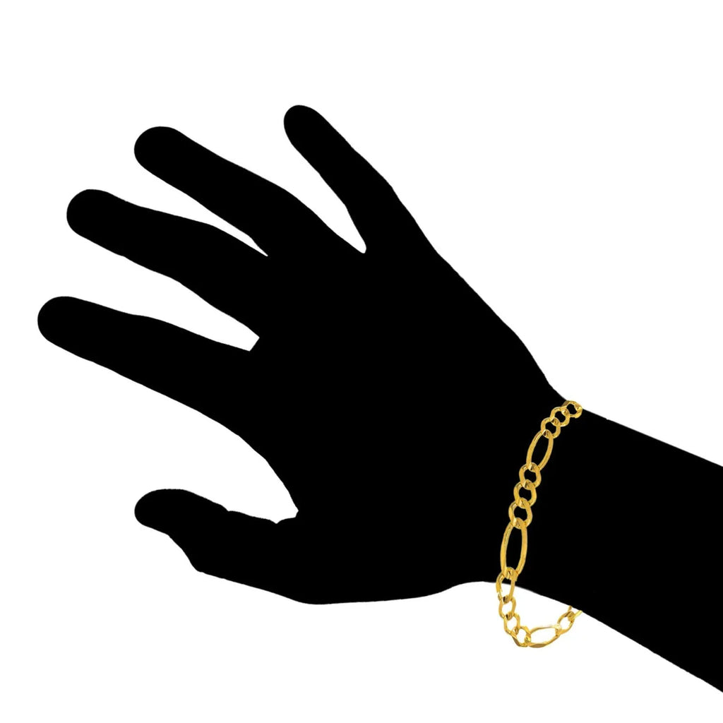 Figaro Claw Lobster Chain Gold mm 10k Clasp- 7.95 Bracelet Solid 12.7gr. Inches, Yellow 8.5