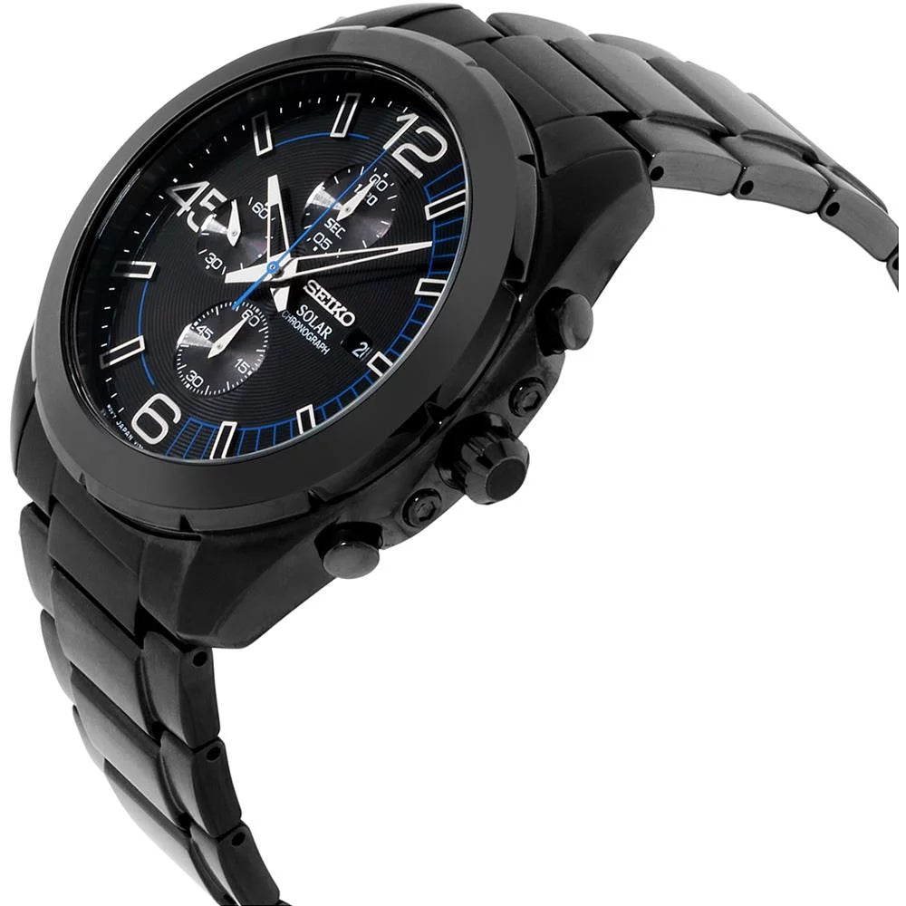 Chronograph Black - Black - SSC203 Stainless Men's Bracelet Seiko Dial - Solar Watch