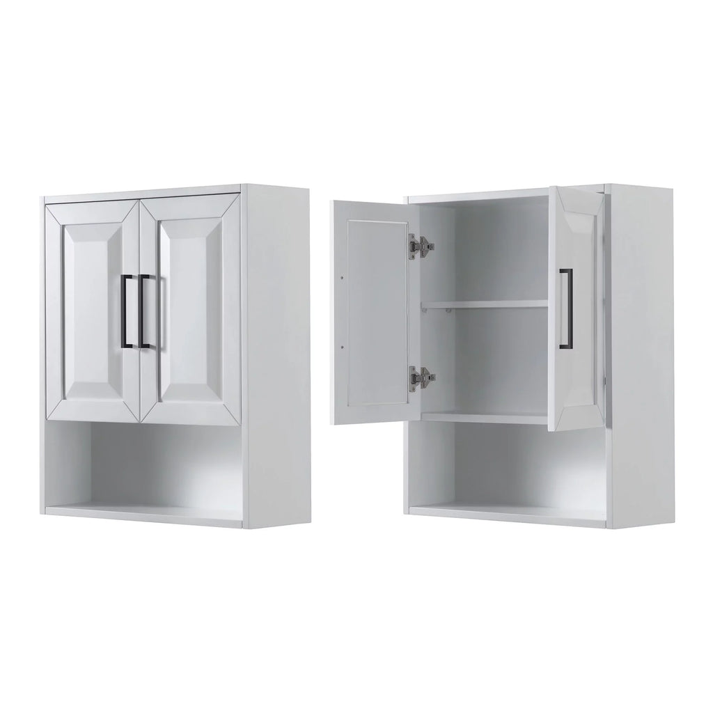 Daria Over-the-Toilet Cabinet Storage Wyndham Collection Bathroom Black Trim with Blue Wall-Mounted Matte Dark
