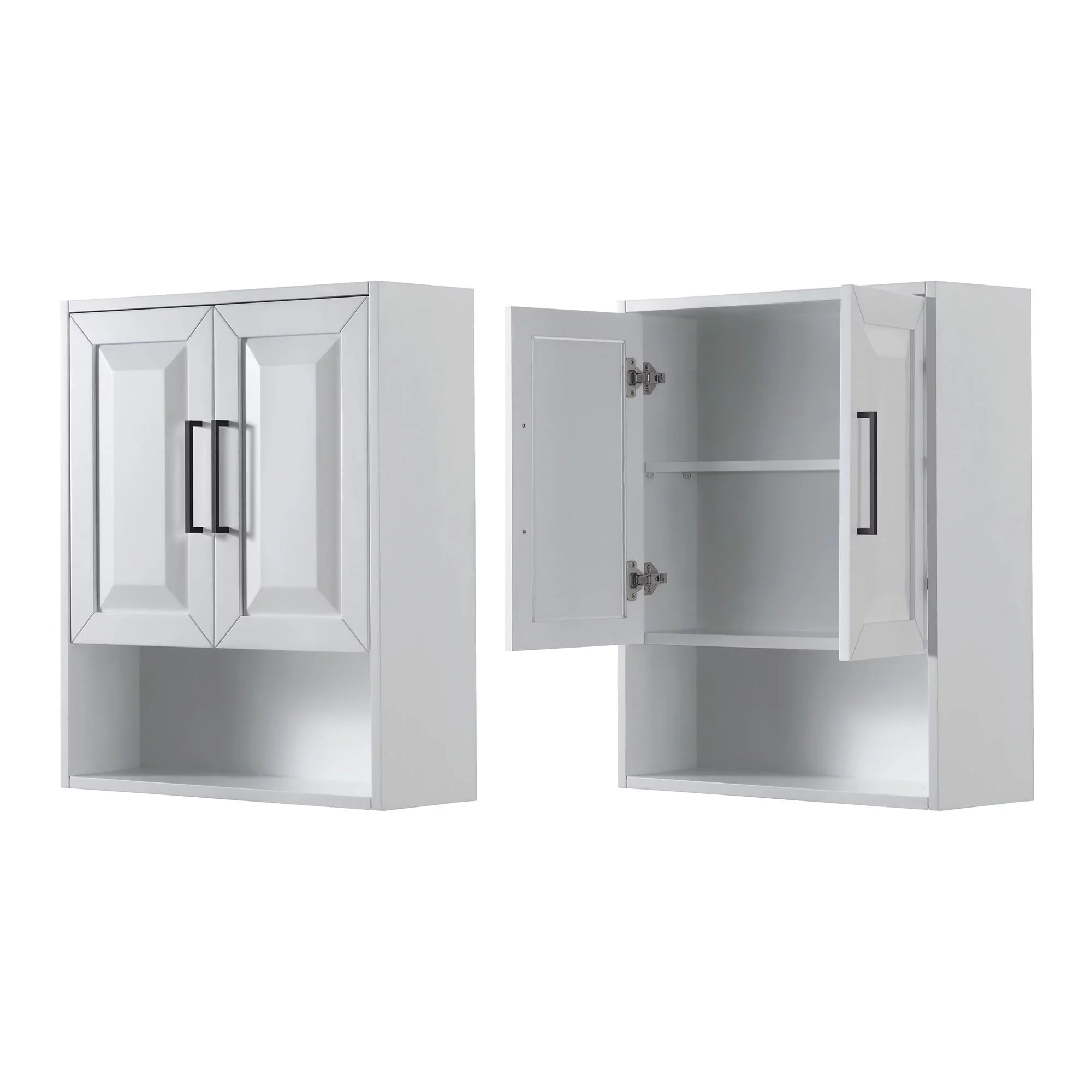 Daria Over-the-Toilet Cabinet Storage Wyndham Collection Bathroom Black Trim with Blue Wall-Mounted Matte Dark