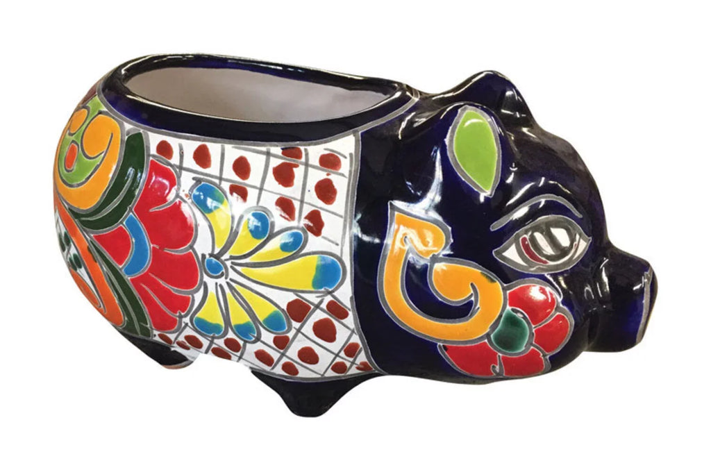 6 in. Ceramic Talavera Pig Avera in. W X H Multicolored Planter Products 9