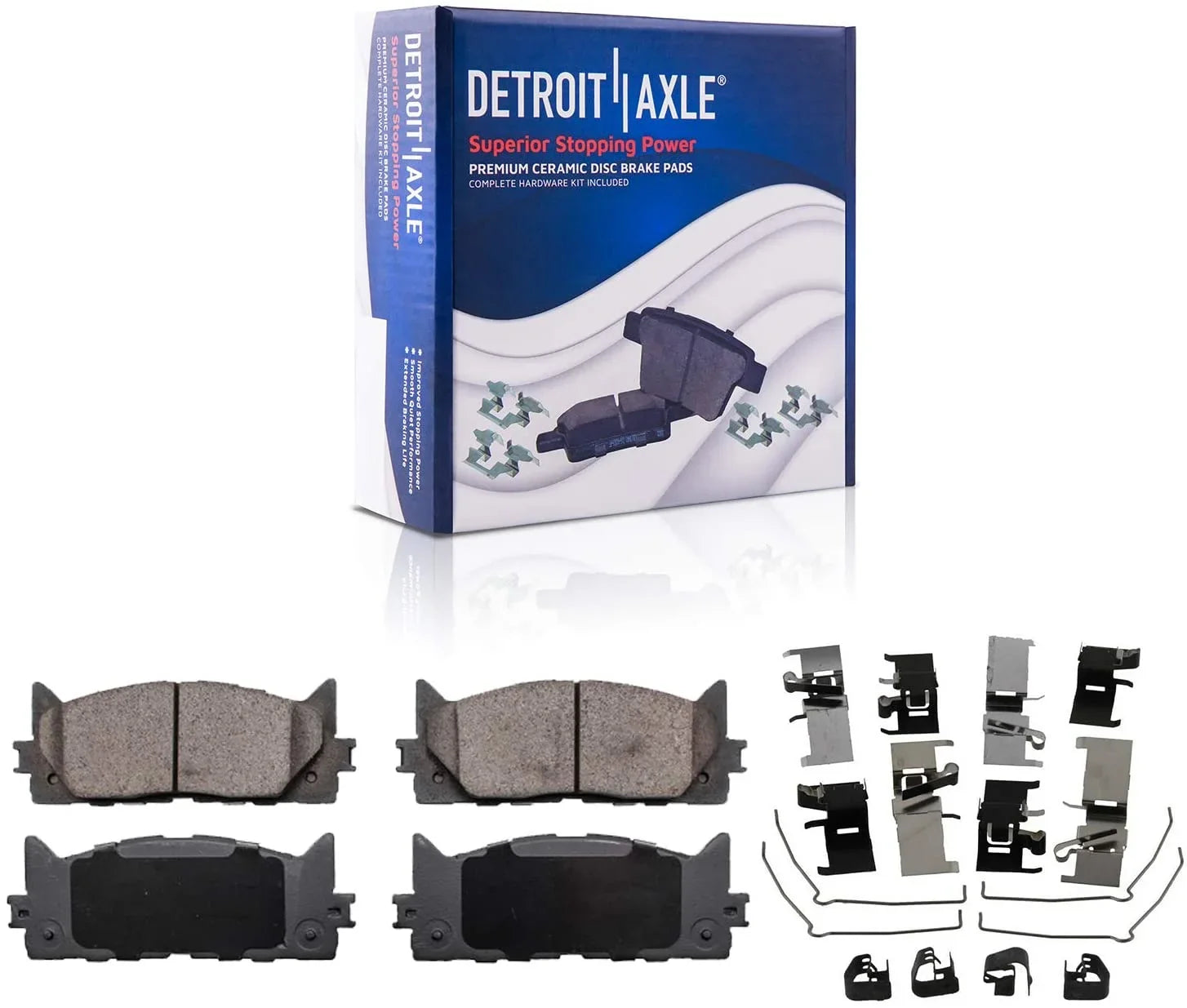 Pads Camry 08-18 - ES350, 2015 Replacement Ceramic ES300h, & 2009 Front for 2011 2014 2017 Rear Brake 2012 07-18 Detroit Brake 2008 2016 Avalon 07-17 2010 4 Pads Lexus Axle 2013 Toyota