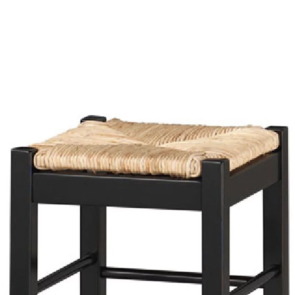 Woven Black- with and Frame Beige Rush Legs, Barstool Sherpi Wooden Saber Saltoro